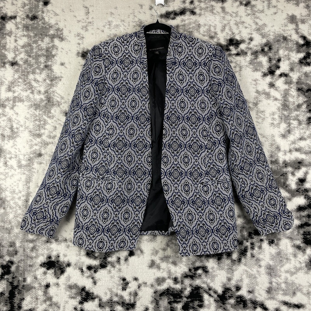 Banana Republic Jacket Womens Size 14 Geometric Open Career Office Lined